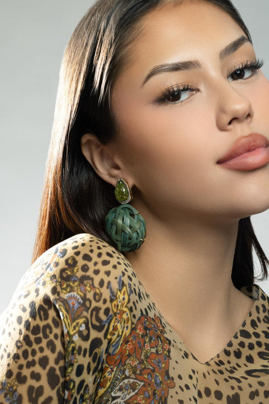 Peridot Tsavorite Green Bamboo Earrings-YELLOW GOLD-JEWELRYFINE JEWELEARRING-SILVIA FURMANOVICH
