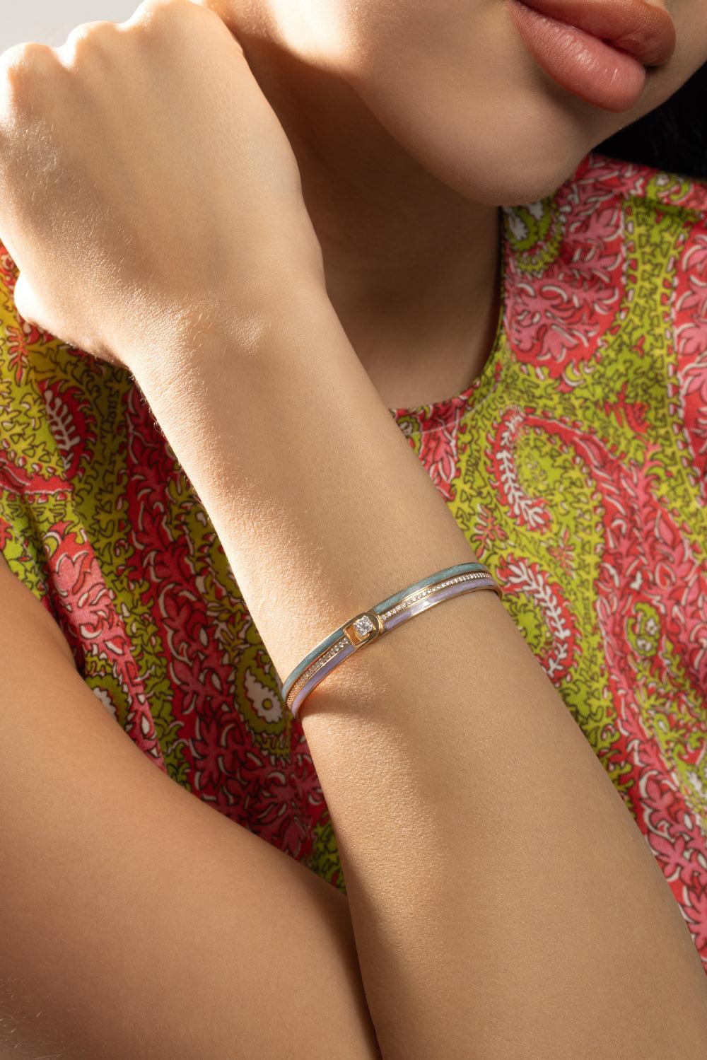 Diamond Equality Bangle Bracelet-ROSE GOLD-JEWELRYFINE JEWELBRACELET O-ALESSA JEWELRY
