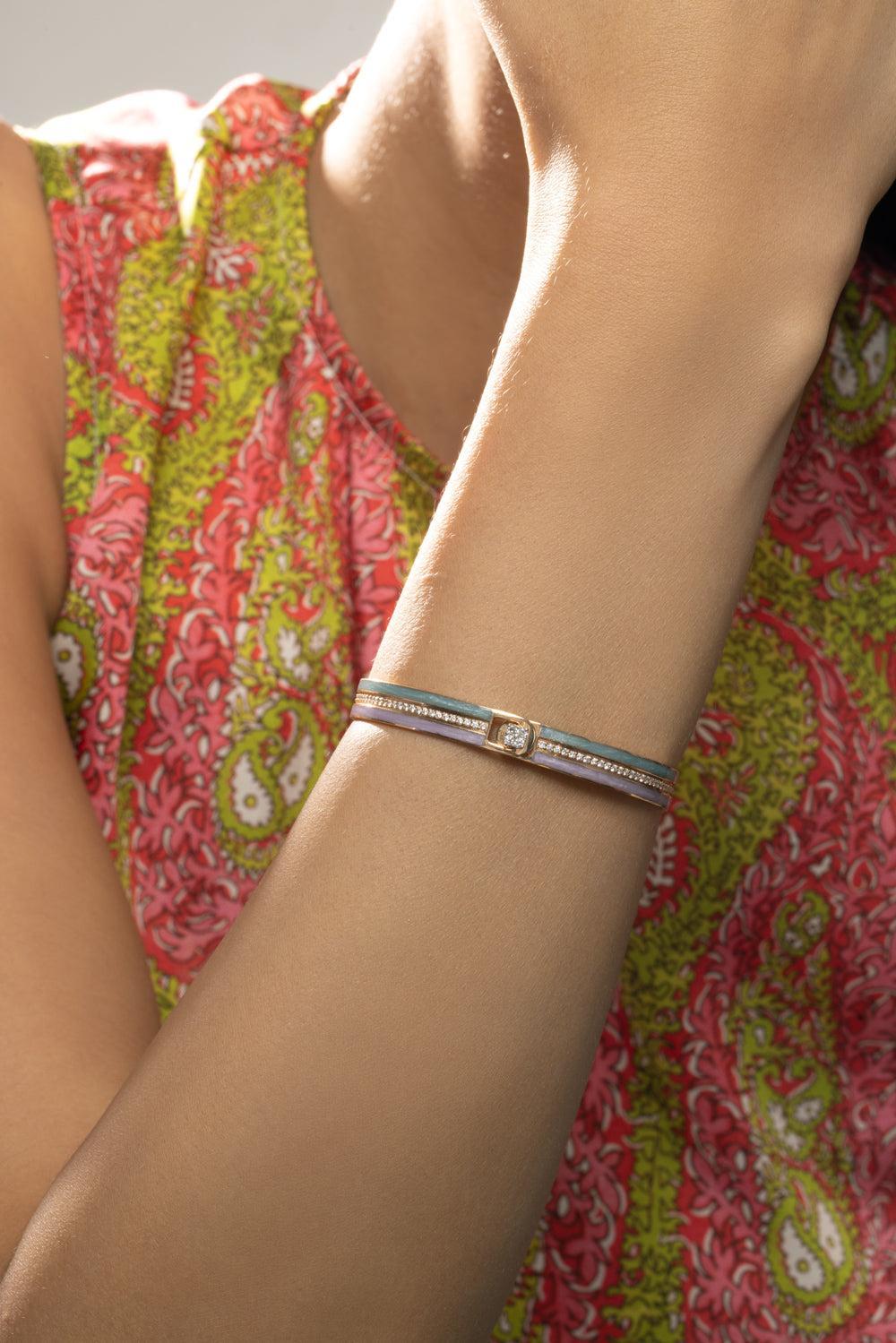 Diamond Equality Bangle Bracelet-ROSE GOLD-JEWELRYFINE JEWELBRACELET O-ALESSA JEWELRY
