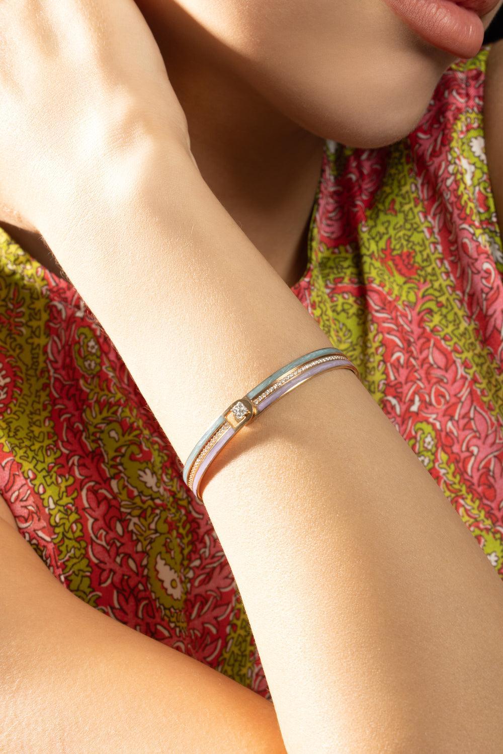 Diamond Equality Bangle Bracelet-ROSE GOLD-JEWELRYFINE JEWELBRACELET O-ALESSA JEWELRY