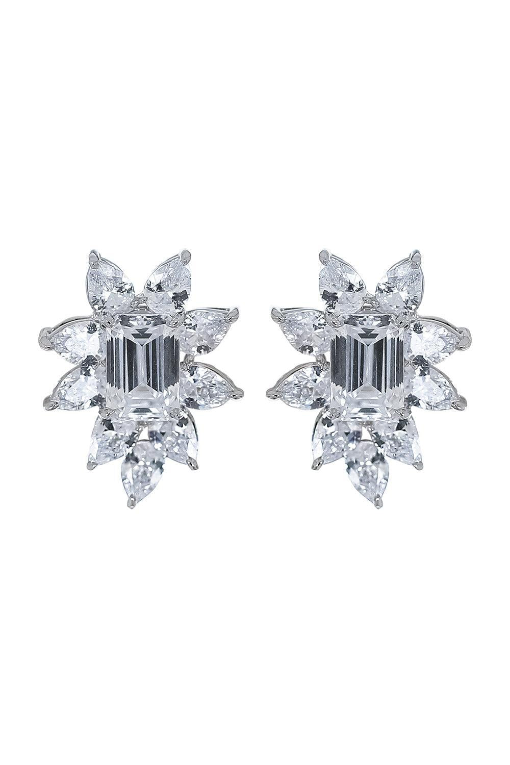 White Pear Surrounded Cluster Earrings-WHITE-JEWELRYBOUTIQUEEARRING-FANTASIA by DESERIO
