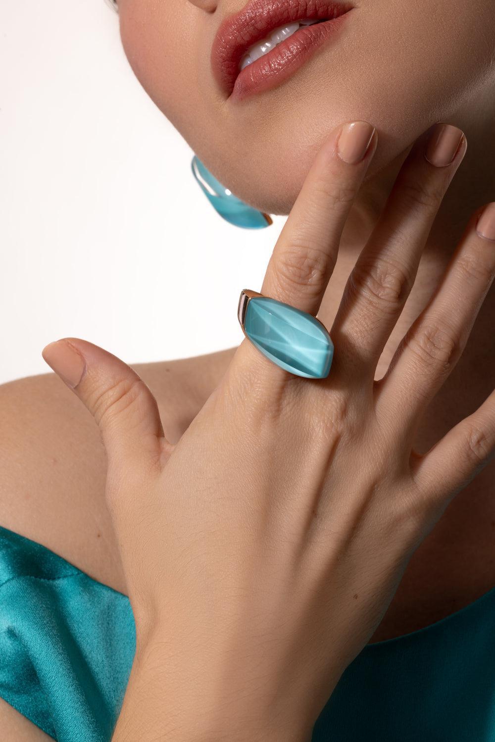Rock Crystal Turquoise Aladino Ring | VHERNIER – Marissa Collections
