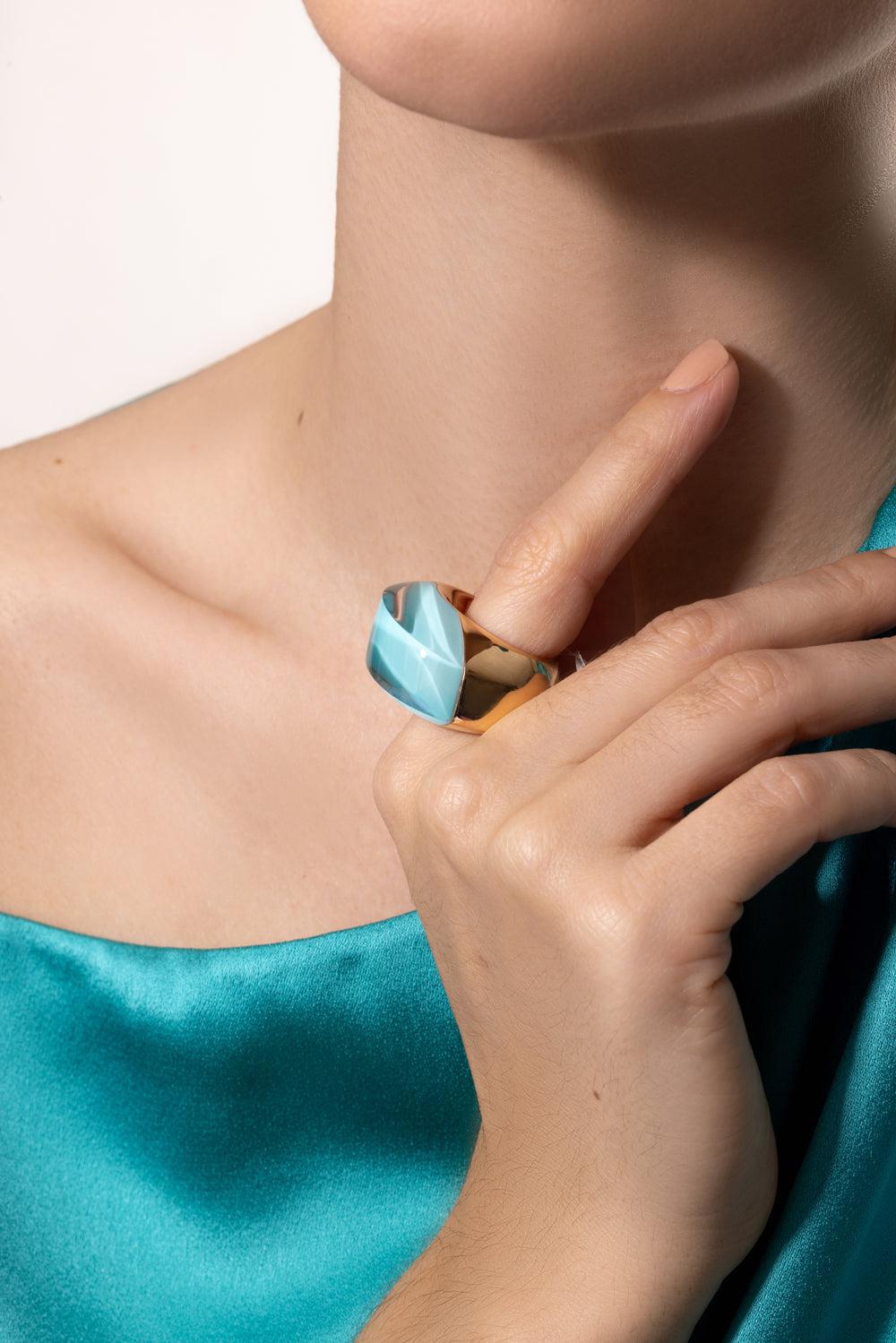 Rock Crystal Turquoise Aladino Ring | VHERNIER – Marissa Collections