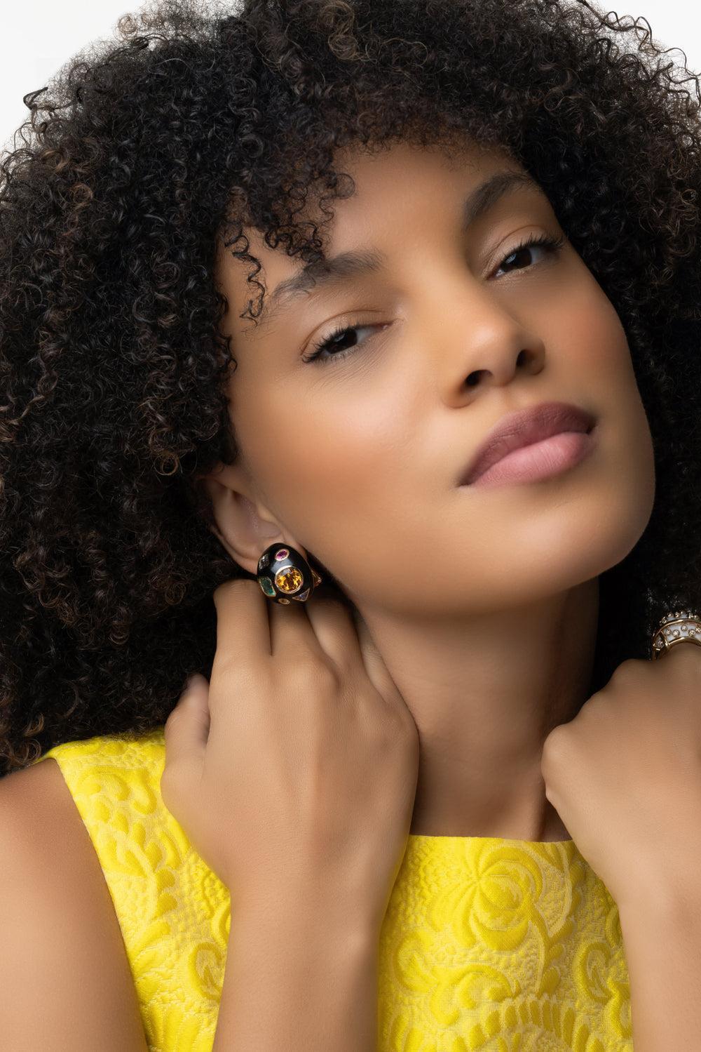 Black Fulco Earrings-YELLOW GOLD-JEWELRYFINE JEWELEARRING-VERDURA