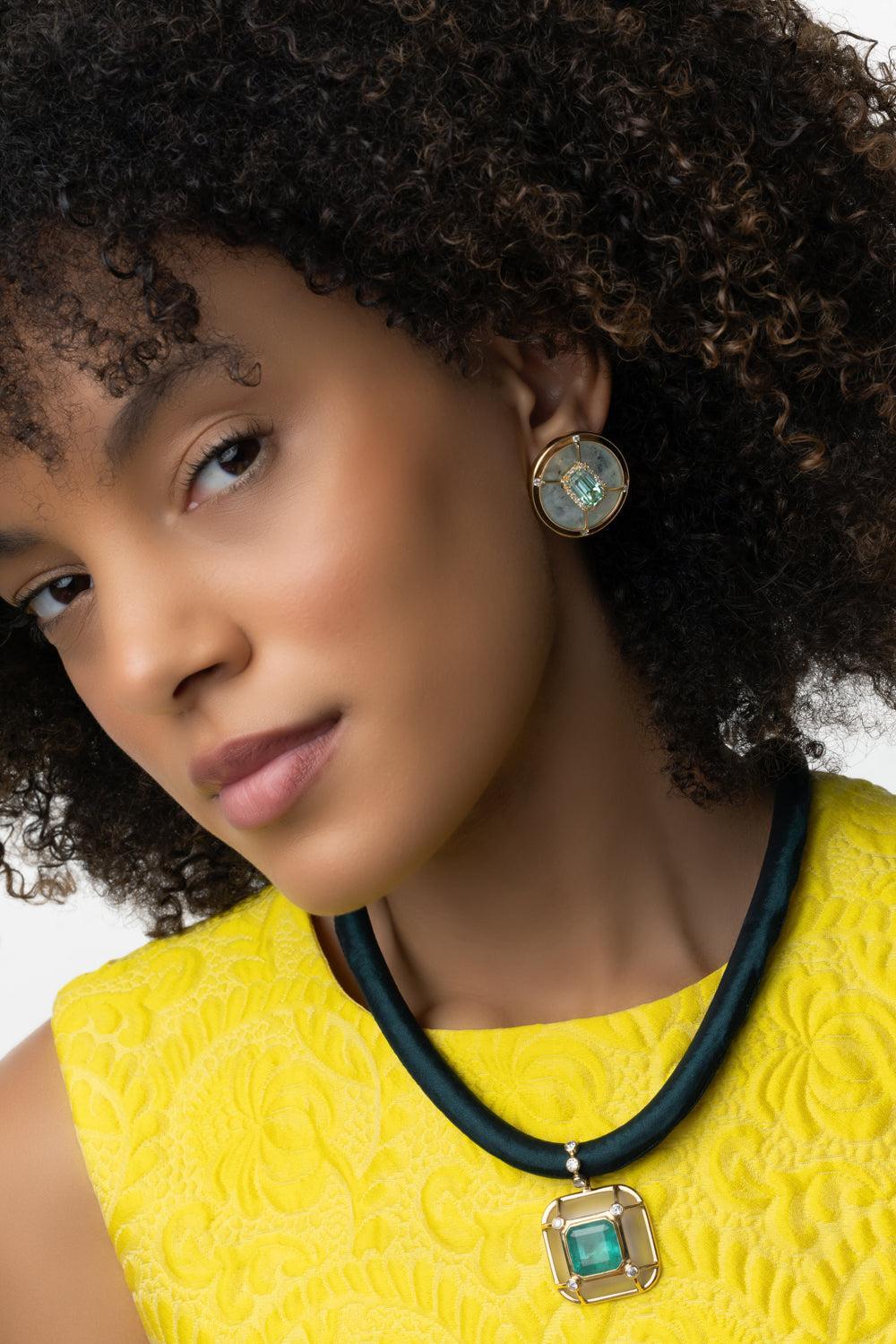 Tourmaline Sphere Earrings-YELLOW GOLD-JEWELRYFINE JEWELEARRING-DENISE CASSOU