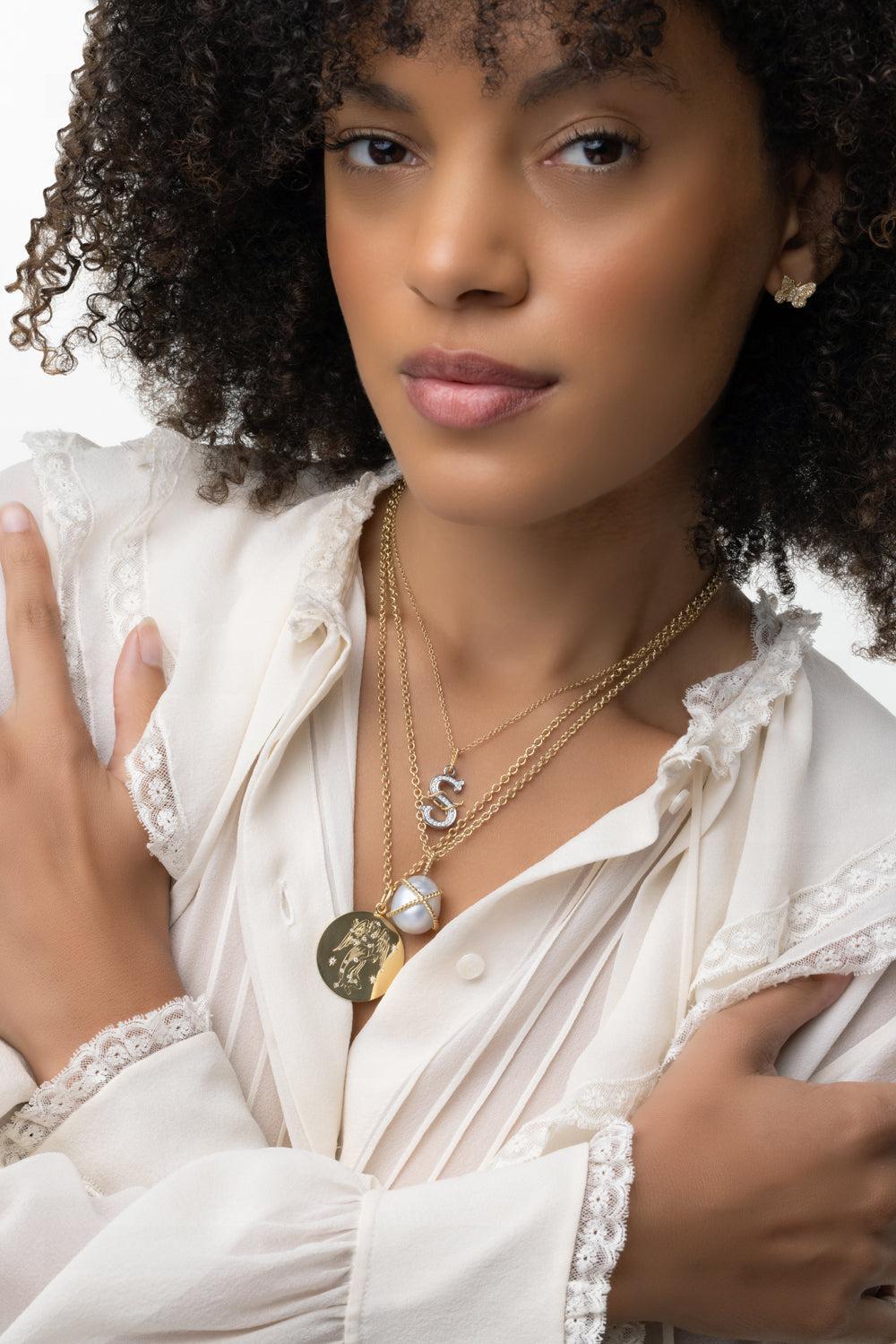 S Pendant Necklace-PLATINUM-16-JEWELRYFINE JEWELNECKLACE O-VERDURA