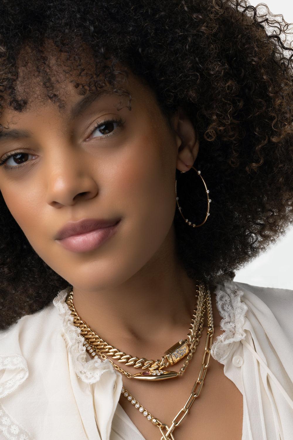 Diamond Float Hoop Earrings-YELLOW GOLD-JEWELRYFINE JEWELEARRING-UNIFORM OBJECT