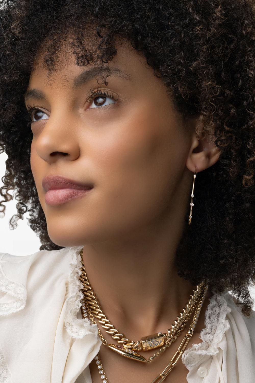 Diamond Float Hoop Earrings-YELLOW GOLD-JEWELRYFINE JEWELEARRING-UNIFORM OBJECT