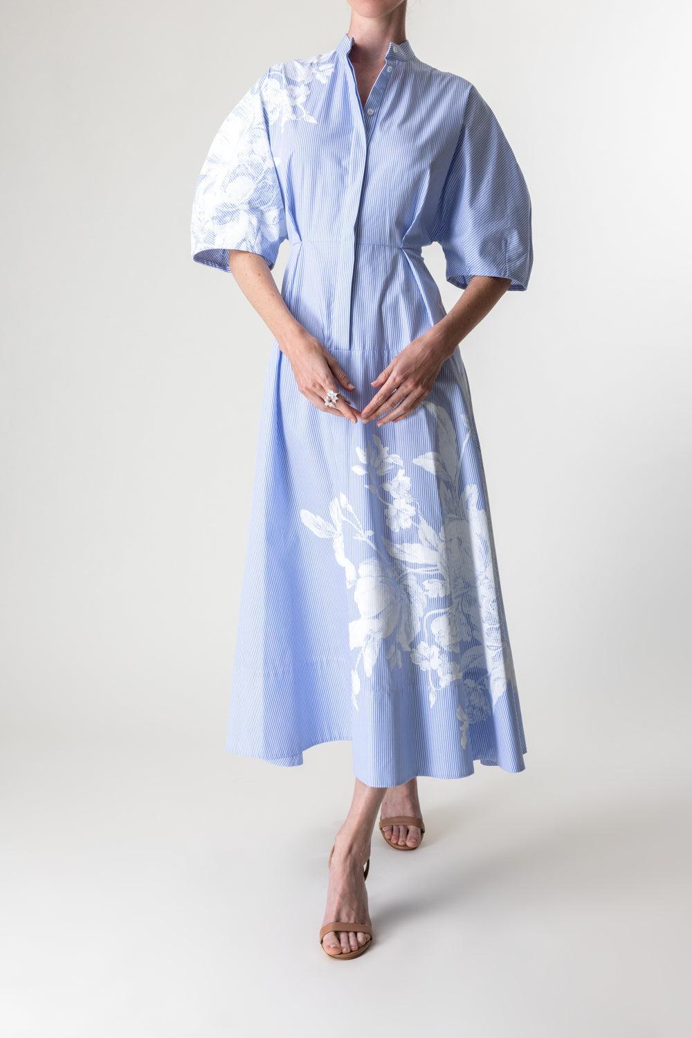 Short Sleeve Midi Shirt Dress-ETCBLUWH-4-CLOTHINGDRESSCASUAL-ERDEM