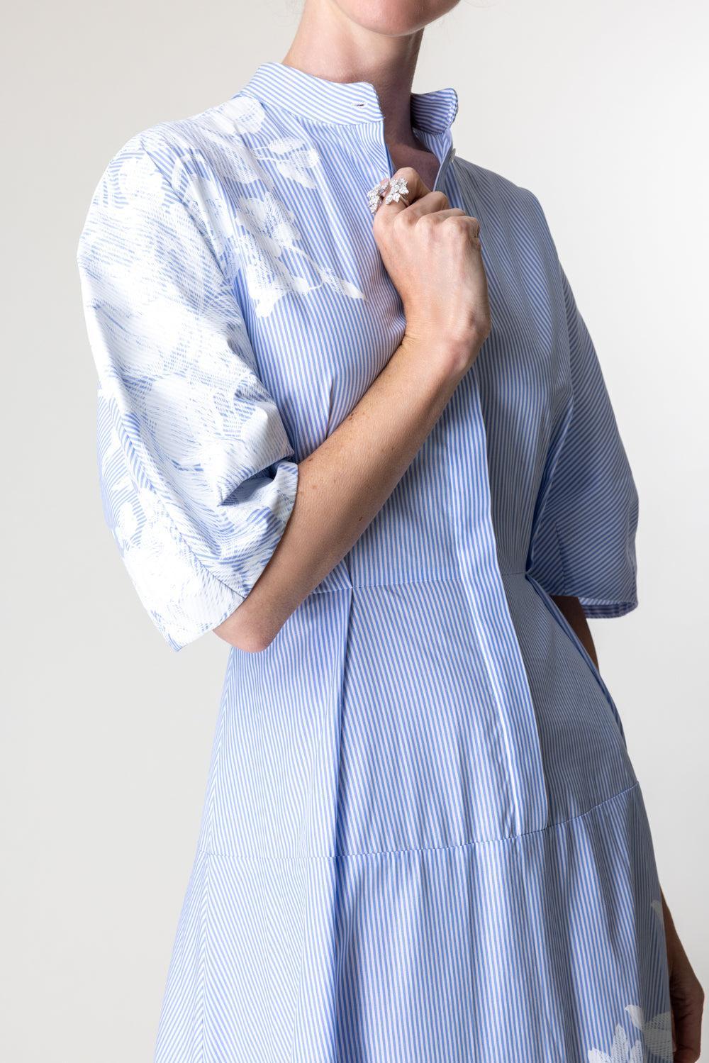 Short Sleeve Midi Shirt Dress-ETCBLUWH-4-CLOTHINGDRESSCASUAL-ERDEM