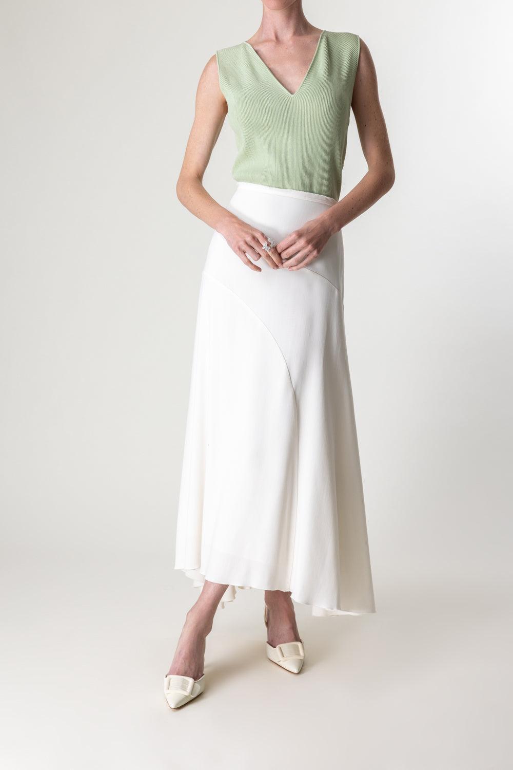 Ribbed V-Neck Tank-JADE-XS-CLOTHINGTOPTANK-VICTORIA BECKHAM