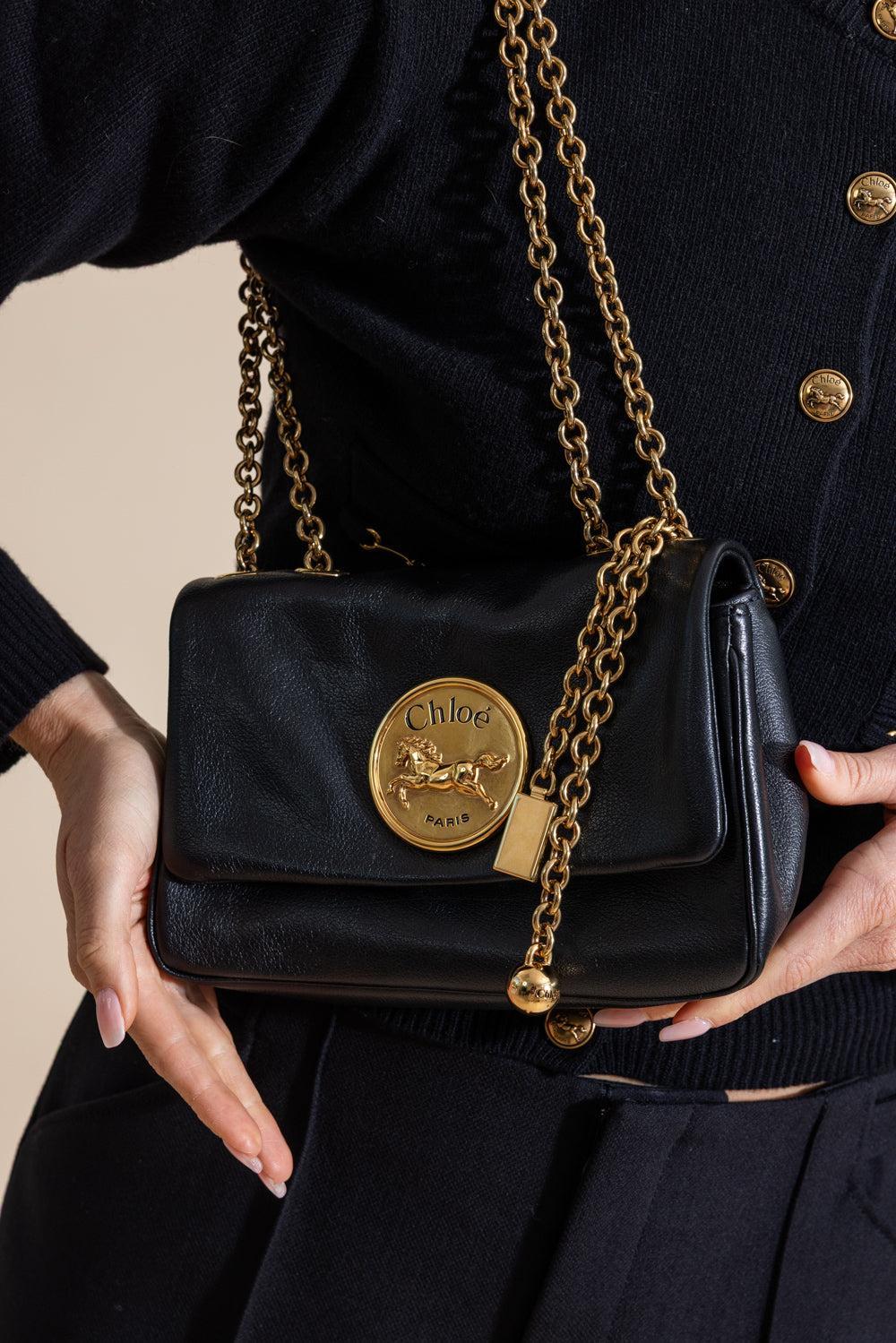 Small Chloé Heritage Shoulder Bag - Black-BLACK-HANDBAGSHOULDER-CHLOÉ