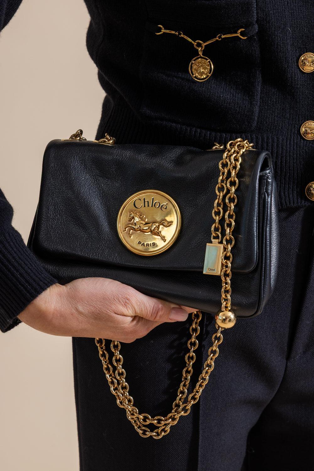 Small Chloé Heritage Shoulder Bag - Black-BLACK-HANDBAGSHOULDER-CHLOÉ