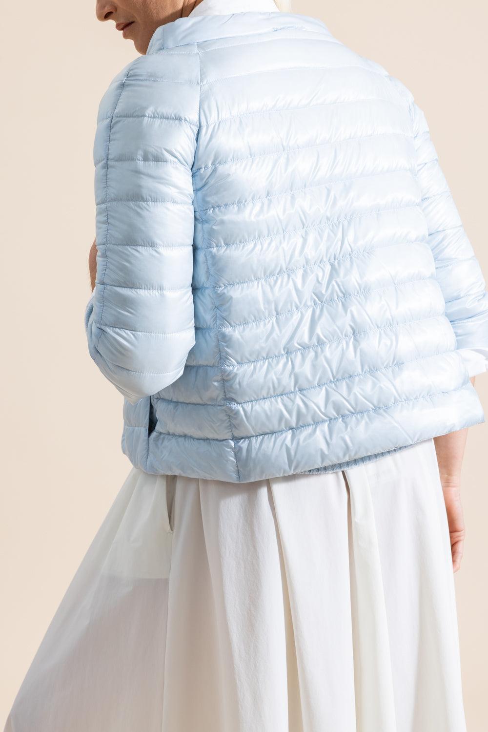 Three Quarter Sleeve Ultralight Reversible Jacket - Light Blue Ice-BLUE-38-CLOTHINGJACKETCASUAL-HERNO