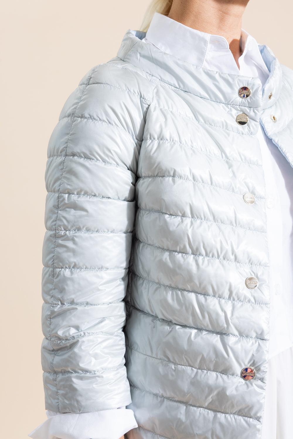 Three Quarter Sleeve Ultralight Reversible Jacket - Light Blue Ice-BLUE-38-CLOTHINGJACKETCASUAL-HERNO
