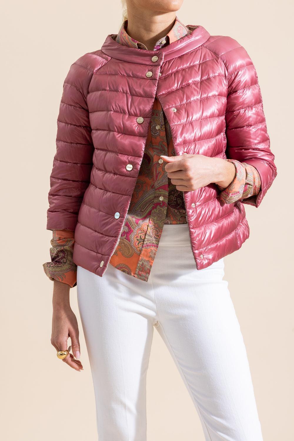 Three Quarter Ultralight Sleeve Reversible Jacket - Light Pink Raspberry-PINK-38-CLOTHINGJACKETCASUAL-HERNO