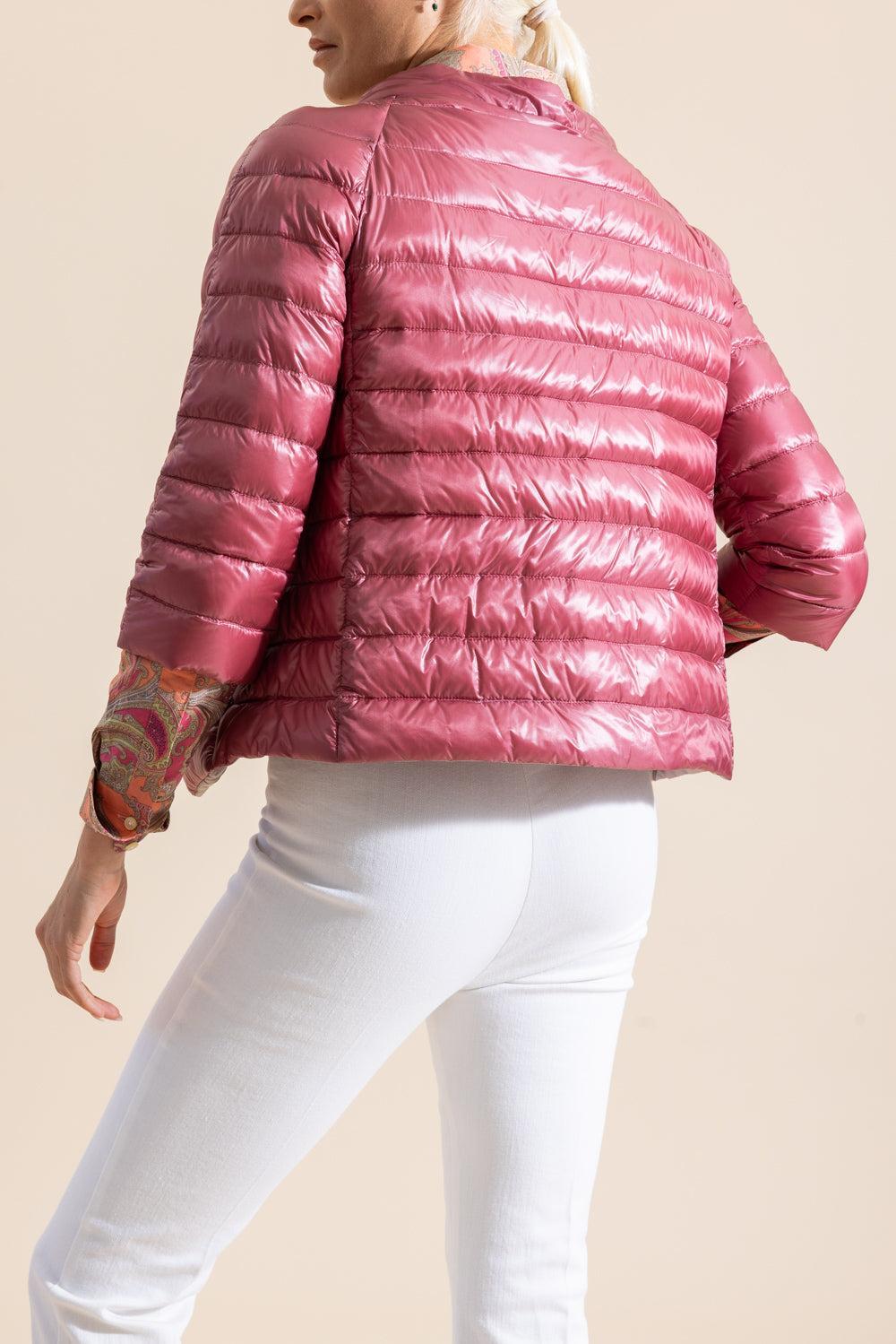 Three Quarter Ultralight Sleeve Reversible Jacket - Light Pink Raspberry-PINK-38-CLOTHINGJACKETCASUAL-HERNO