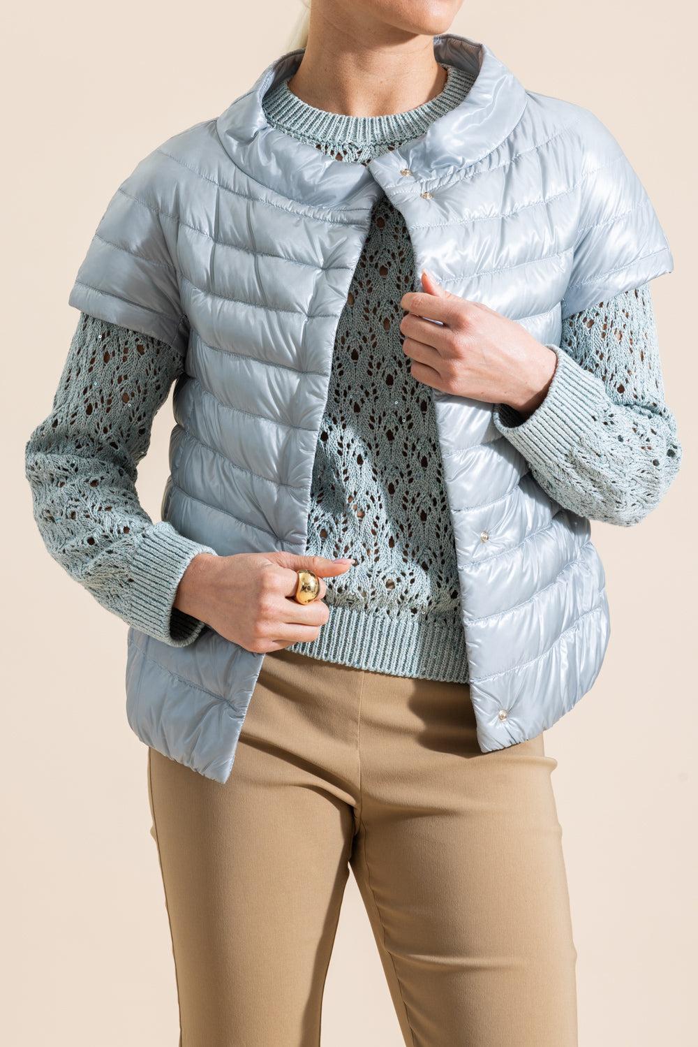 Iconico Emilia Cap Sleeve - Blue Grey-LIGHT BLUE-38-CLOTHINGJACKETCASUAL-HERNO