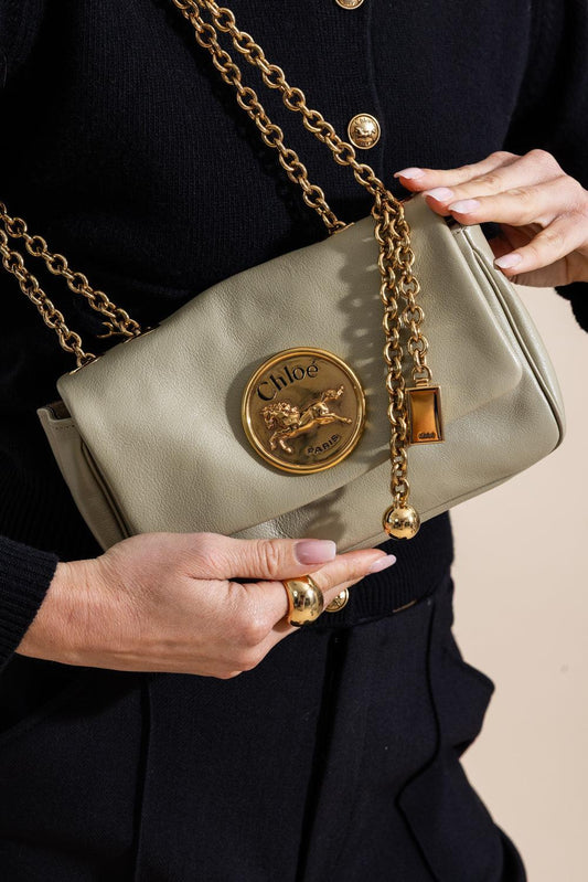 Small Chloé Heritage Shoulder Bag - Beige-CREAM-HANDBAGSHOULDER-CHLOÉ