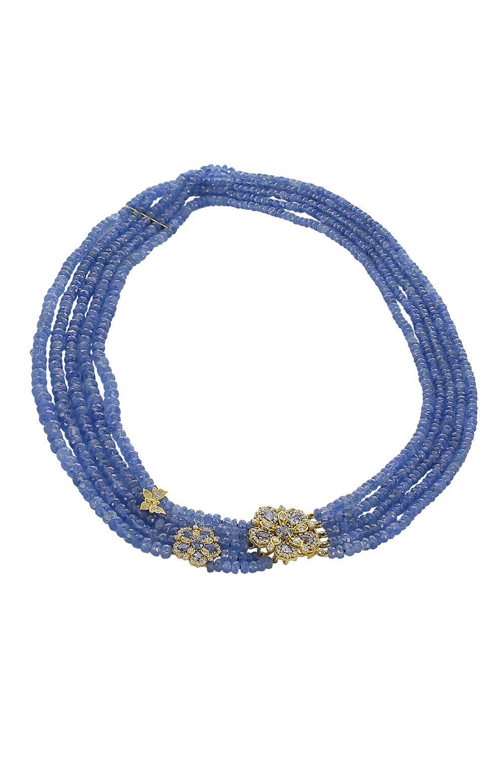 Ceylon Sapphire Jasmine Bloom Beaded Necklace-YELLOW GOLD-JEWELRYFINE JEWELNECKLACE O-TANYA FARAH