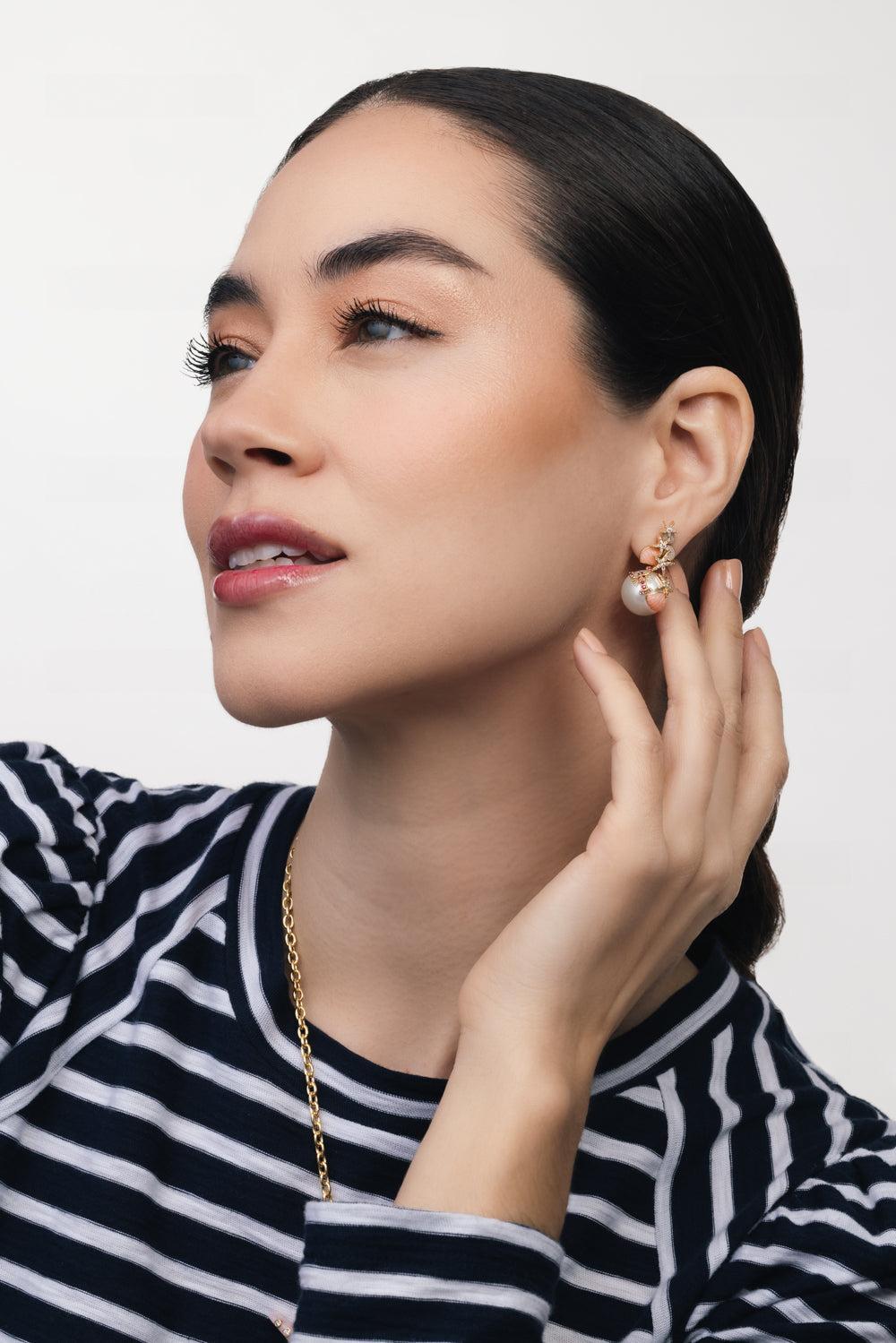 Pearl Drop Earrings-YELLOW GOLD-JEWELRYFINE JEWELEARRING-GRACE WINFREY