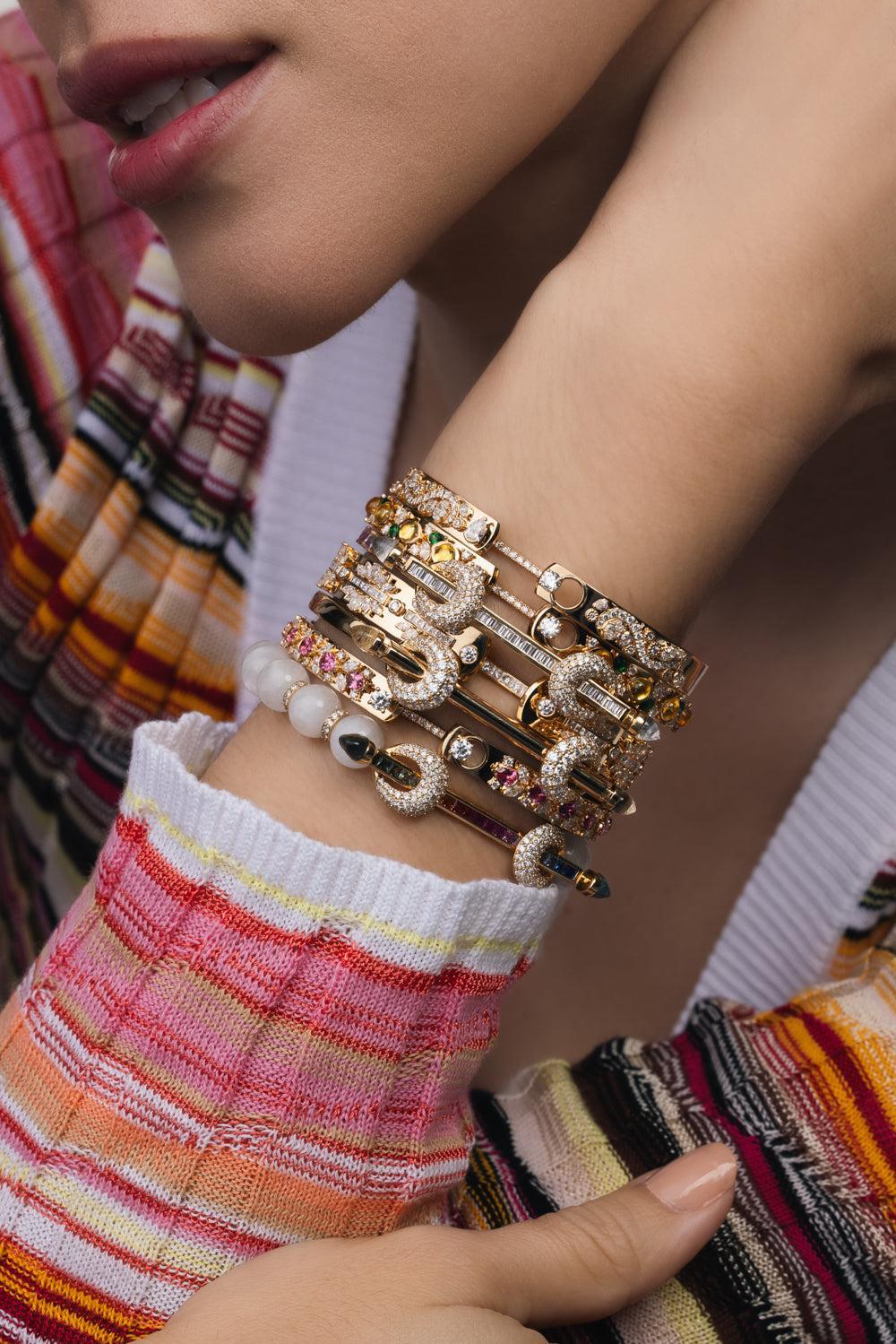 The Lemonade Maker Diamond Bangle Bracelet-YELLOW GOLD-JEWELRYFINE JEWELBRACELET O-NOUVEL HERITAGE
