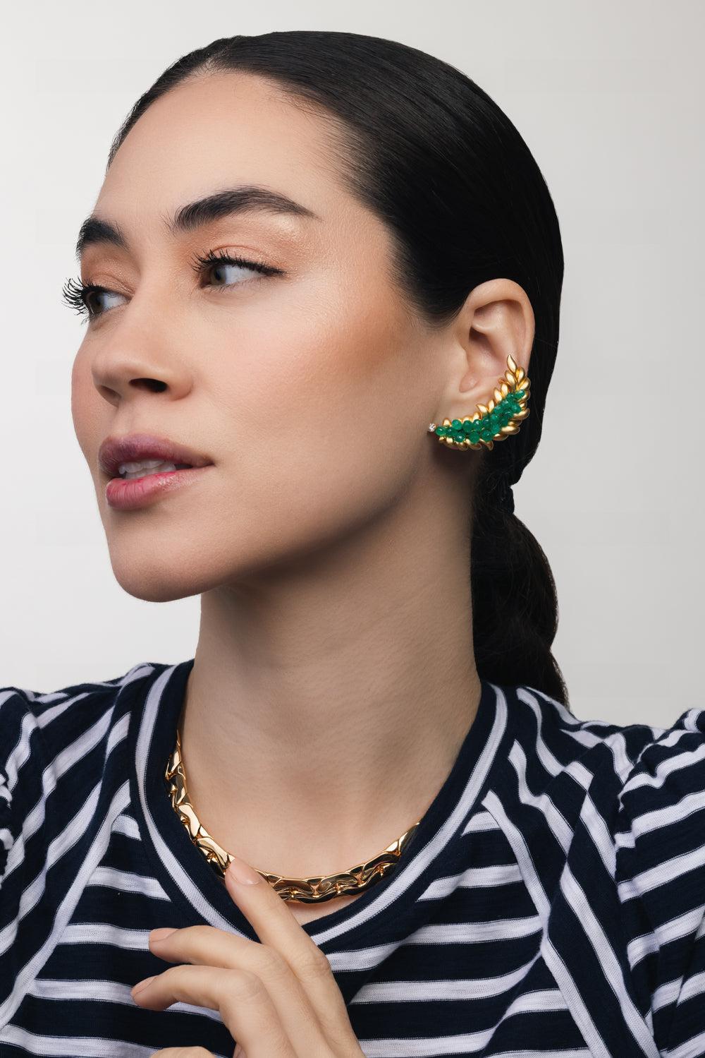 Briolette Emerald Earrings-YELLOW GOLD-JEWELRYFINE JEWELEARRING-PIRANESI