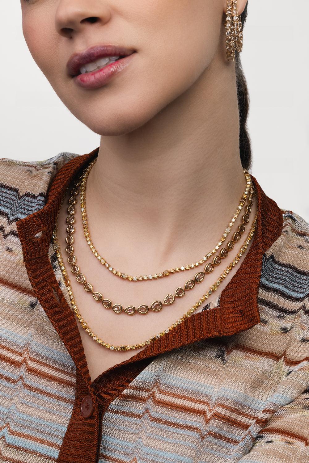 Rose Cut Diamond Necklace-YELLOW GOLD-JEWELRYFINE JEWELNECKLACE O-SUTRA