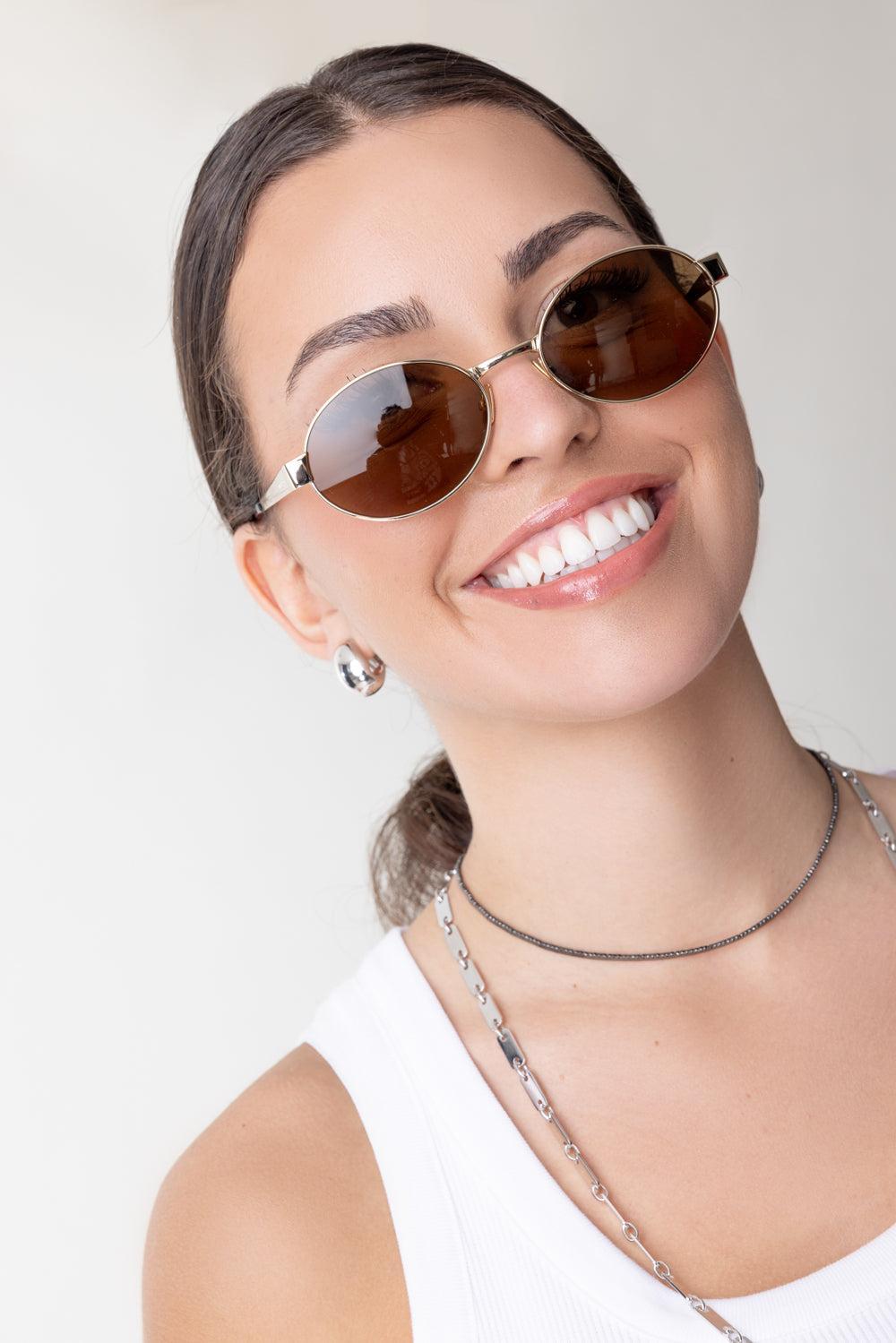 Round Sunglasses-GLDGLDBR-ACCESSORIESUNGLASSES-SAINT LAURENT