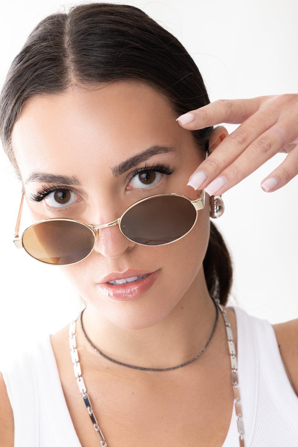 Round Sunglasses-GLDGLDBR-ACCESSORIESUNGLASSES-SAINT LAURENT