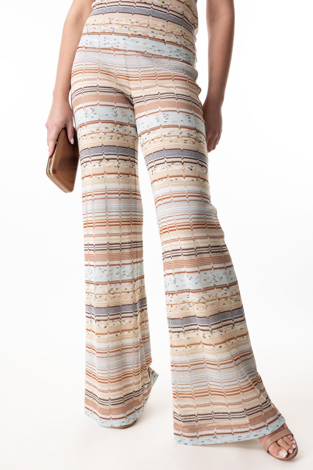 Zig Zag Palazzo Trousers-BRNCRGRY-40-CLOTHINGPANTWIDE LEG-MISSONI