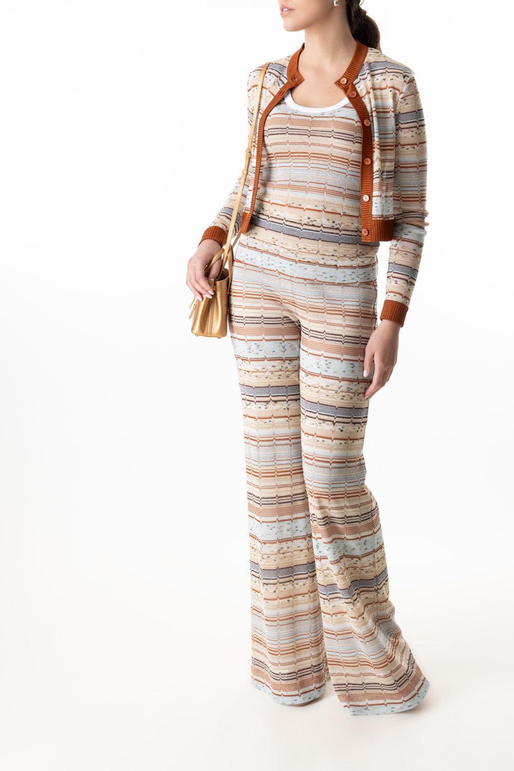 Multi Tones Button Cardigan-BRNCRGRY-40-CLOTHINGTOPCARDIGAN-MISSONI