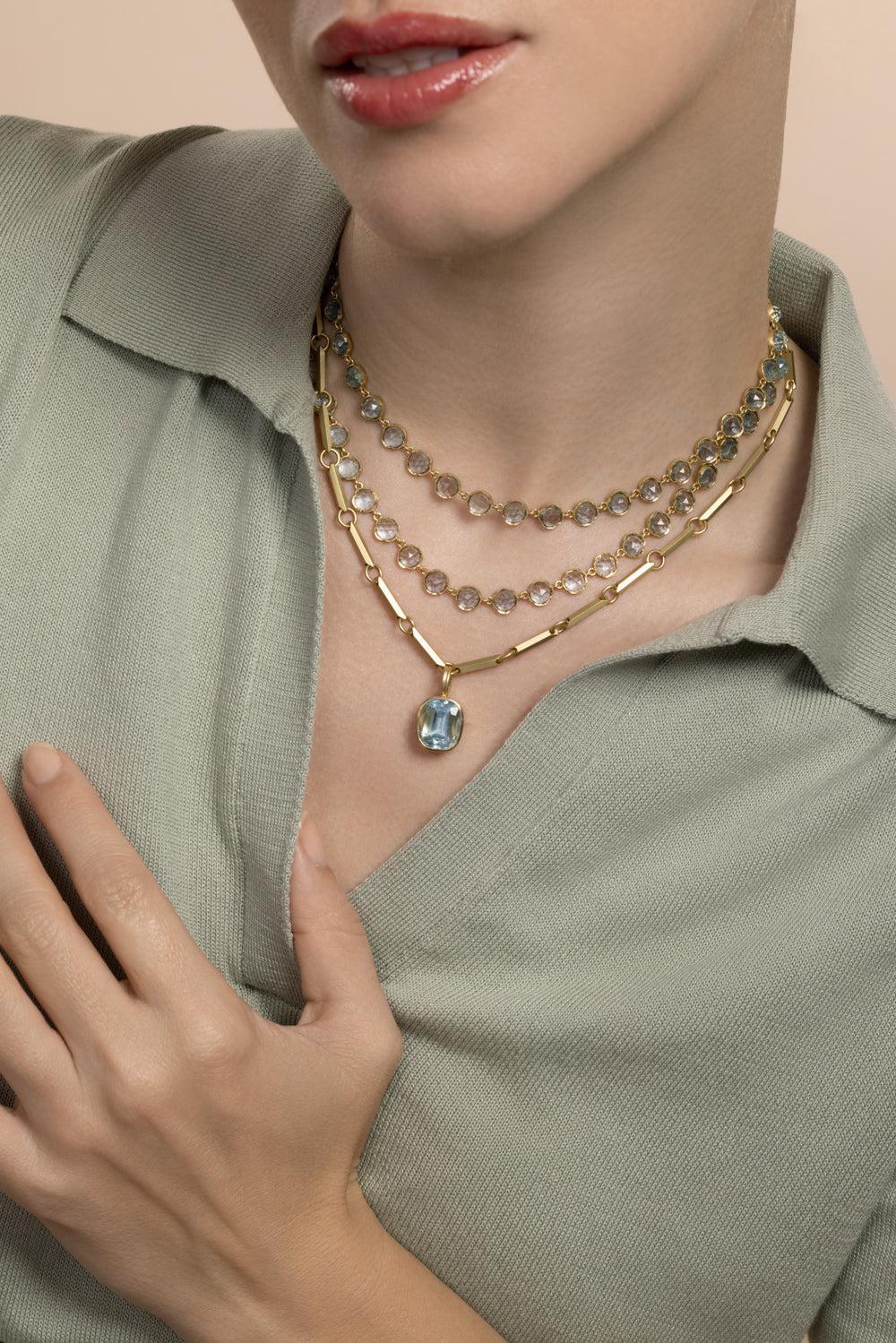 Aquamarine Heroic Pendant-YELLOW GOLD-JEWELRYFINE JEWELPENDANT-IRENE NEUWIRTH JEWELRY