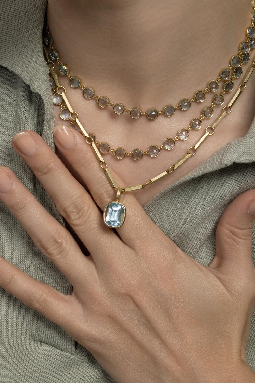 Aquamarine Heroic Pendant-YELLOW GOLD-JEWELRYFINE JEWELPENDANT-IRENE NEUWIRTH JEWELRY