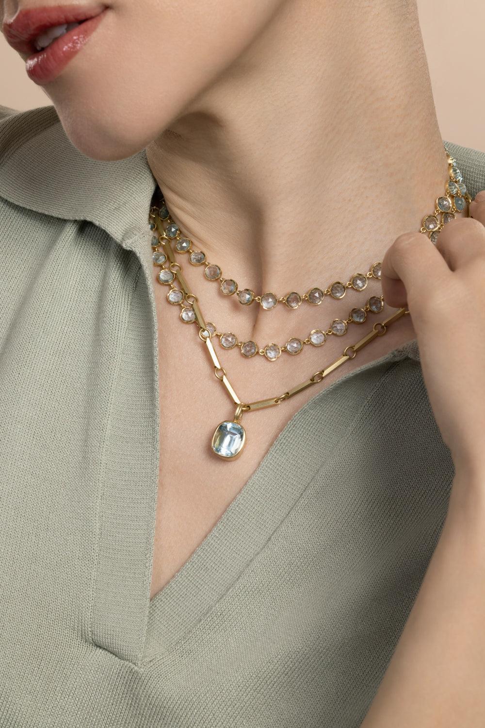 Aquamarine Heroic Pendant-YELLOW GOLD-JEWELRYFINE JEWELPENDANT-IRENE NEUWIRTH JEWELRY