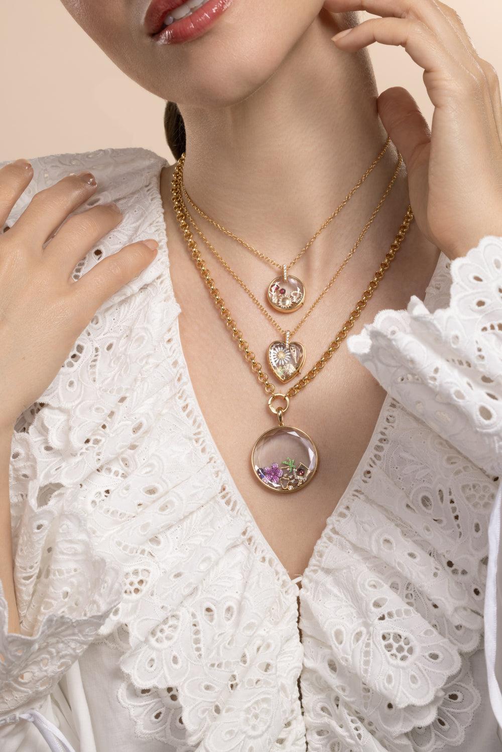Diamond Lyra Locket Rolo Chain Necklace-YELLOW GOLD-18-JEWELRYFINE JEWELNECKLACE O-LOQUET