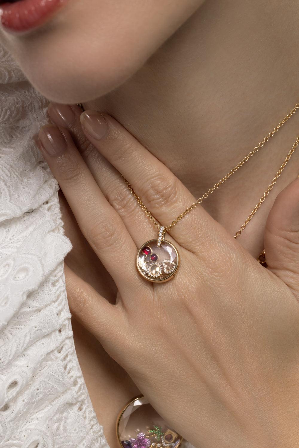 Diamond Lyra Locket Rolo Chain Necklace-YELLOW GOLD-18-JEWELRYFINE JEWELNECKLACE O-LOQUET