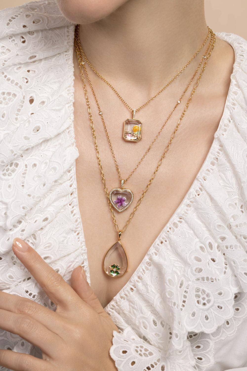 Diamond Baguette Rolo Chain Locket-YELLOW GOLD-18-JEWELRYFINE JEWELNECKLACE O-LOQUET