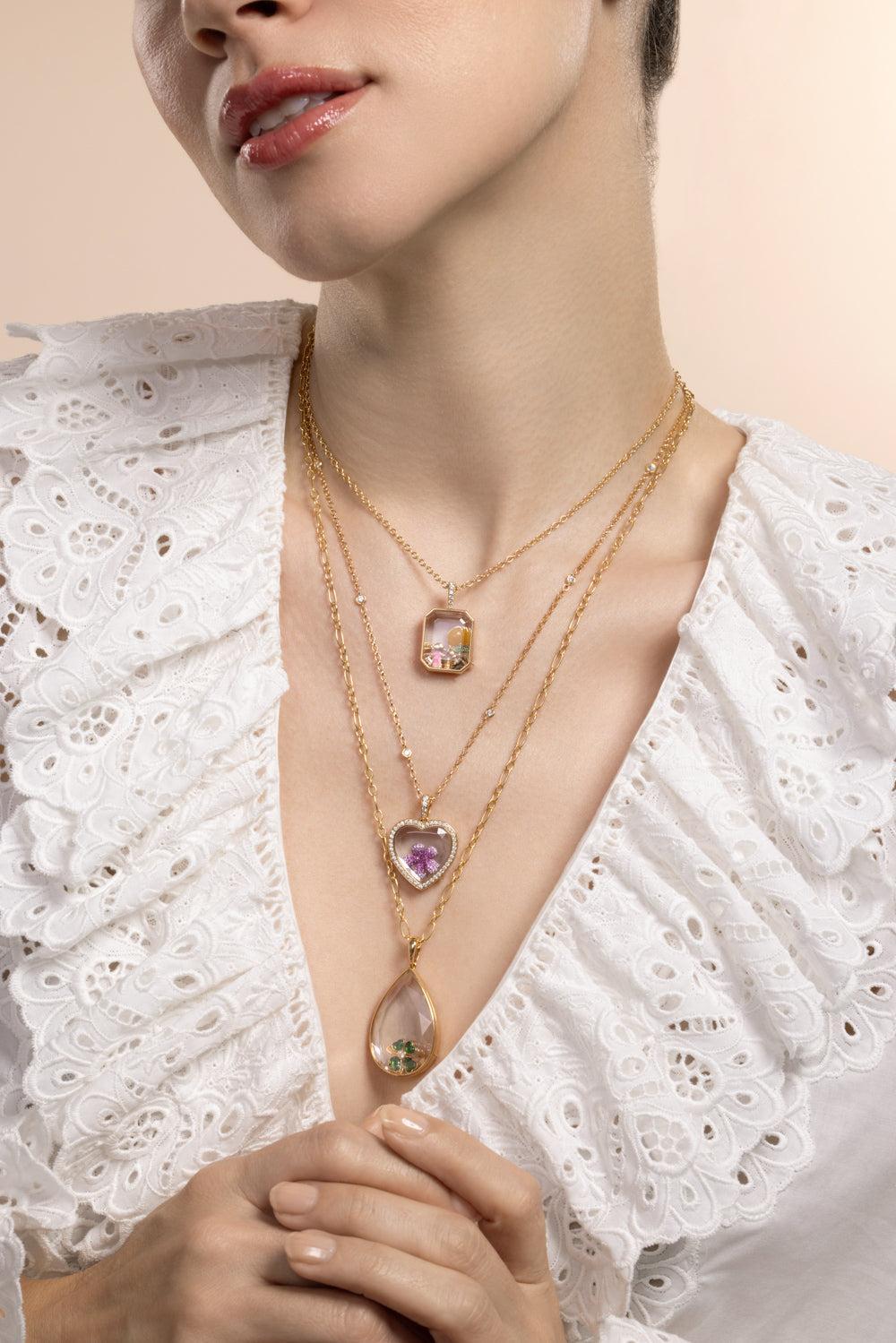 Diamond Baguette Rolo Chain Locket-YELLOW GOLD-18-JEWELRYFINE JEWELNECKLACE O-LOQUET