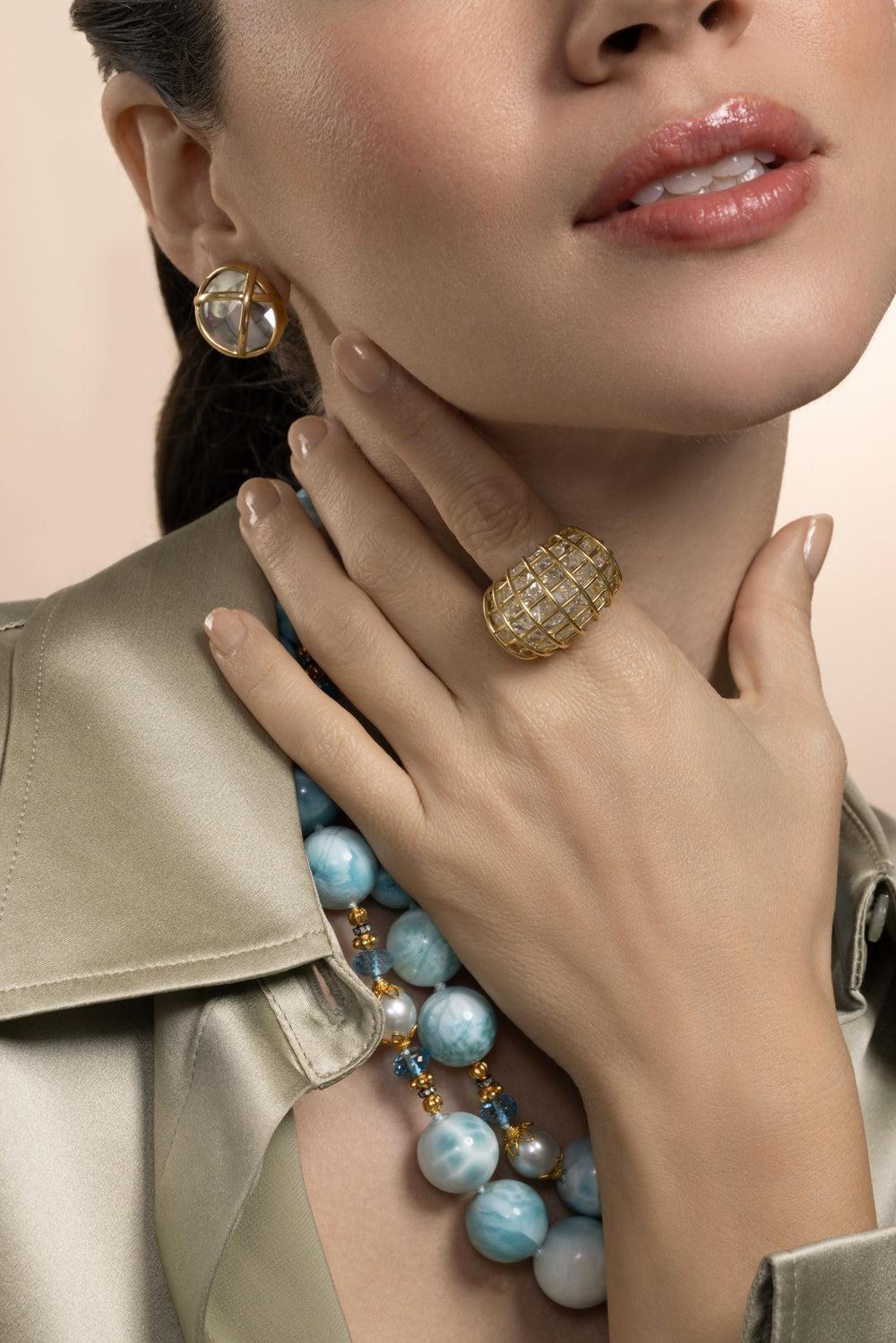 Rock Crystal Cage Ring-YELLOW GOLD-6-JEWELRYFINE JEWELRING-VERDURA