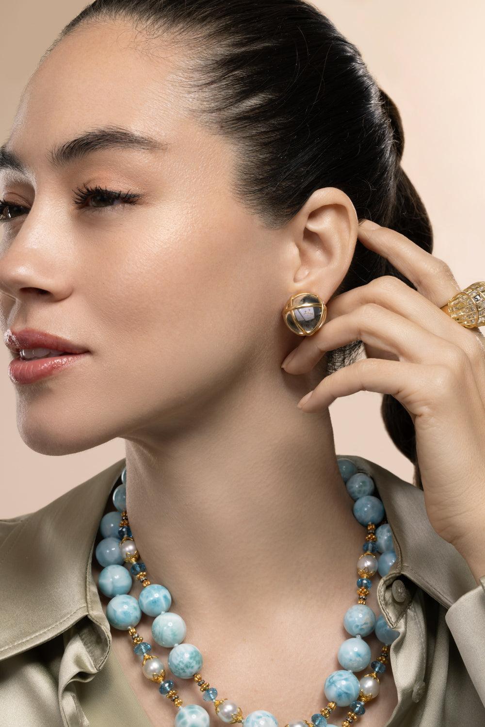 Rock Crystal Cage Earrings-YELLOW GOLD-JEWELRYFINE JEWELEARRING-VERDURA