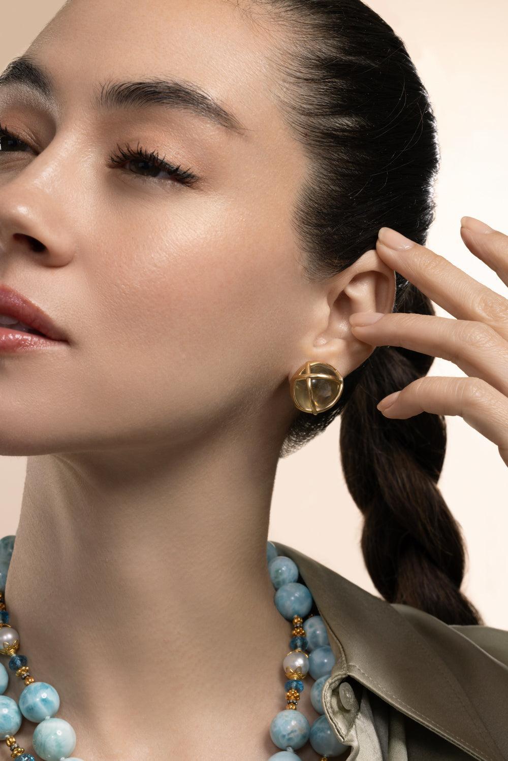 Rock Crystal Cage Earrings-YELLOW GOLD-JEWELRYFINE JEWELEARRING-VERDURA