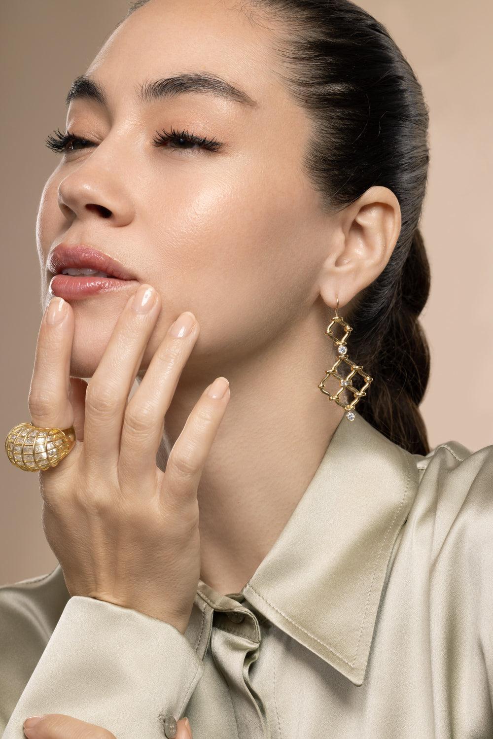 Diamond Kensington Earrings-YELLOW GOLD-JEWELRYFINE JEWELEARRING-VERDURA