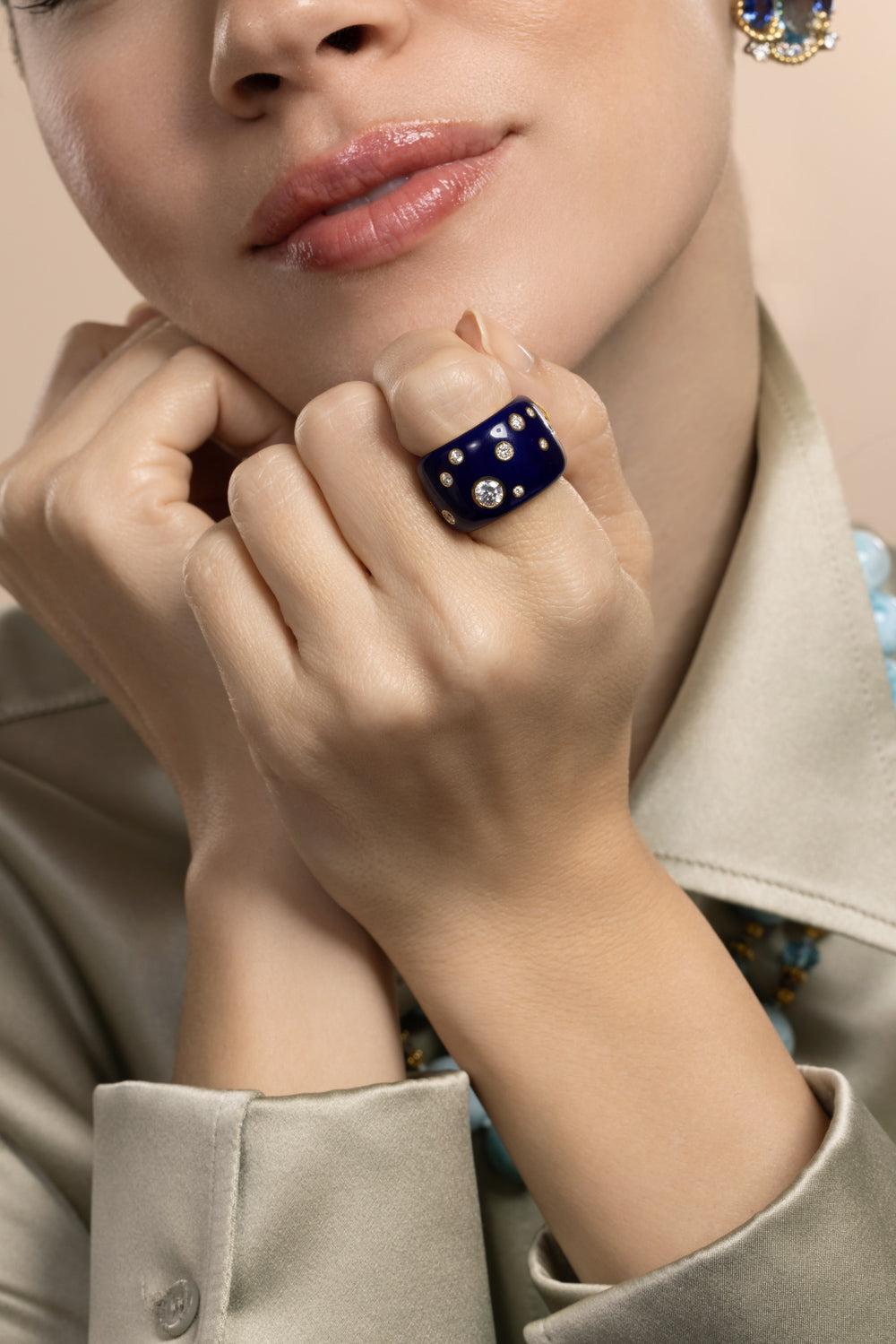 Diamond Blue Night Ring-YELLOW GOLD-6.5-JEWELRYFINE JEWELRING-VERDURA