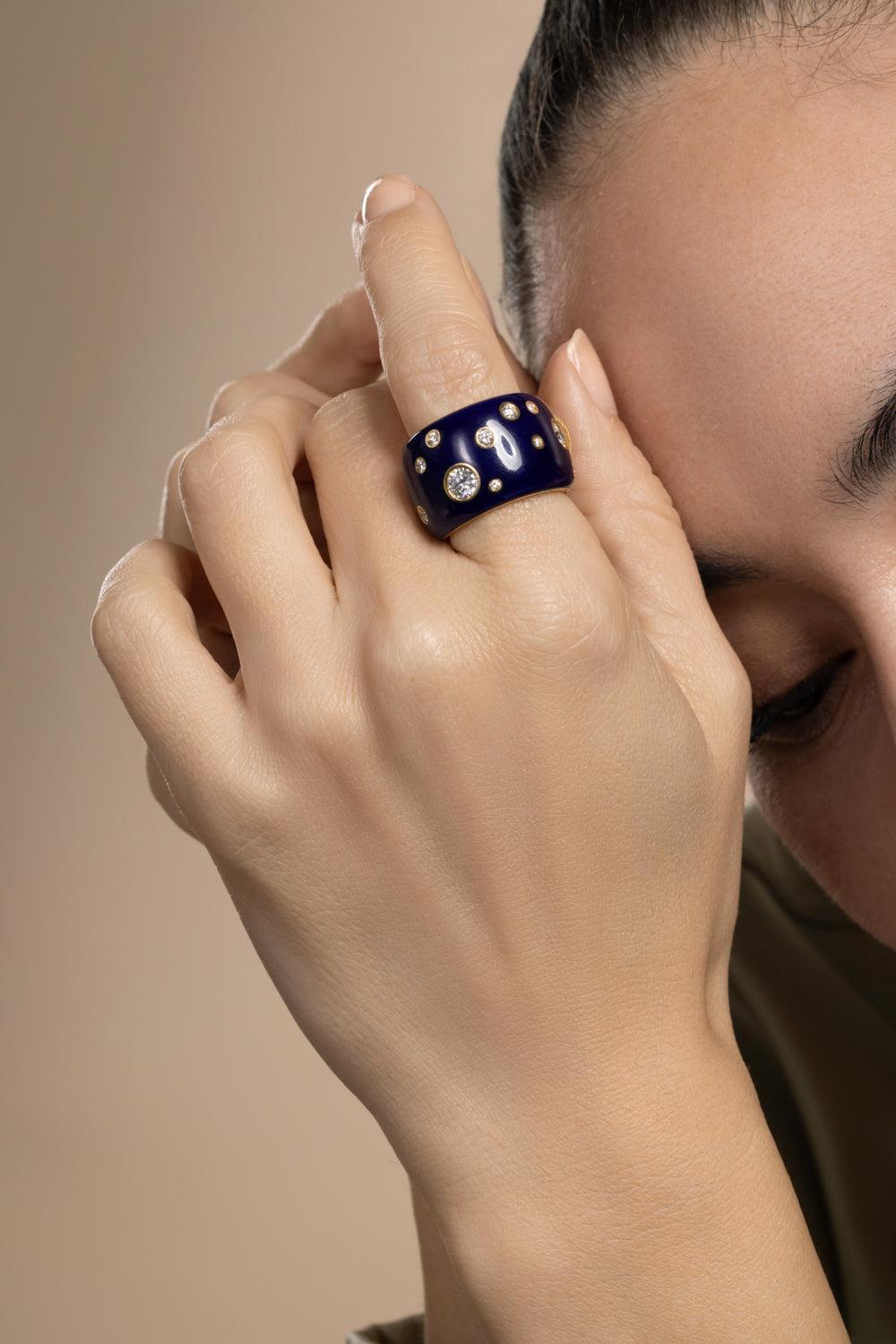 Diamond Blue Night Ring-YELLOW GOLD-6.5-JEWELRYFINE JEWELRING-VERDURA