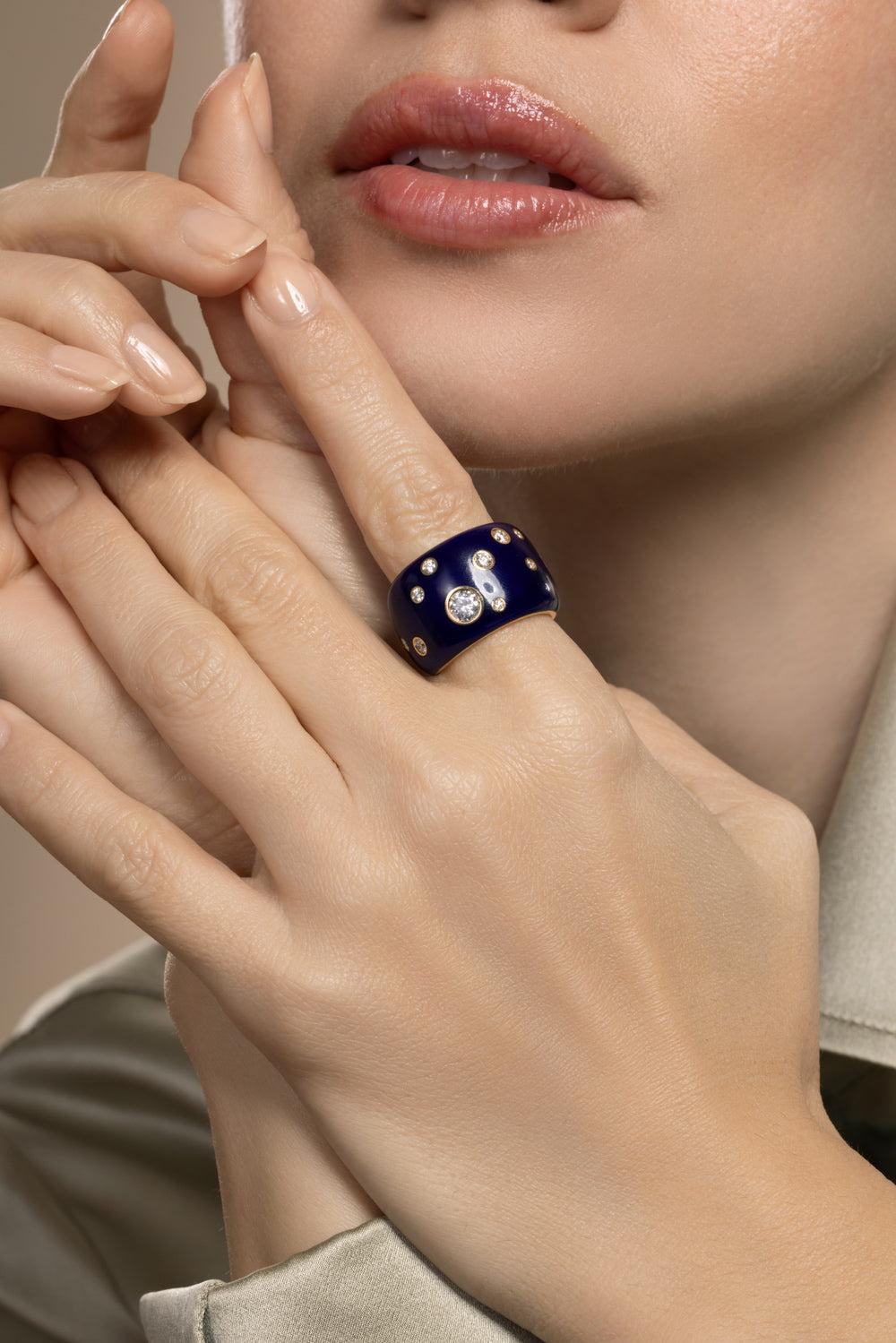 Diamond Blue Night Ring-YELLOW GOLD-6.5-JEWELRYFINE JEWELRING-VERDURA