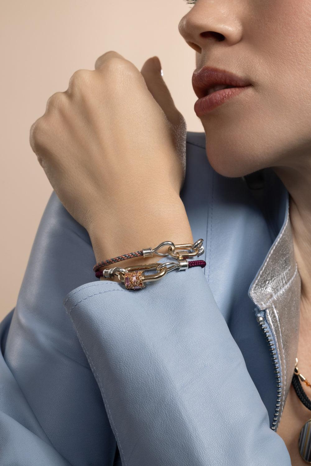 Aubergine String Project Bracelet - Silver-SILVER-6-JEWELRYFINE JEWELBRACELET O-MARLA AARON