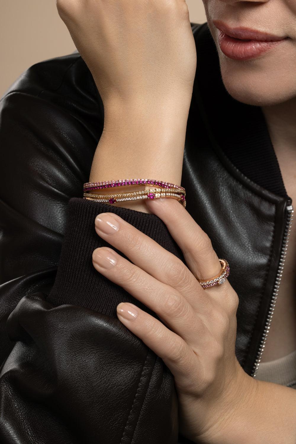 Ruby Extensible Stretch Tennis Bracelet-ROSE GOLD-JEWELRYFINE JEWELBRACELET O-ROBERTO DEMEGLIO