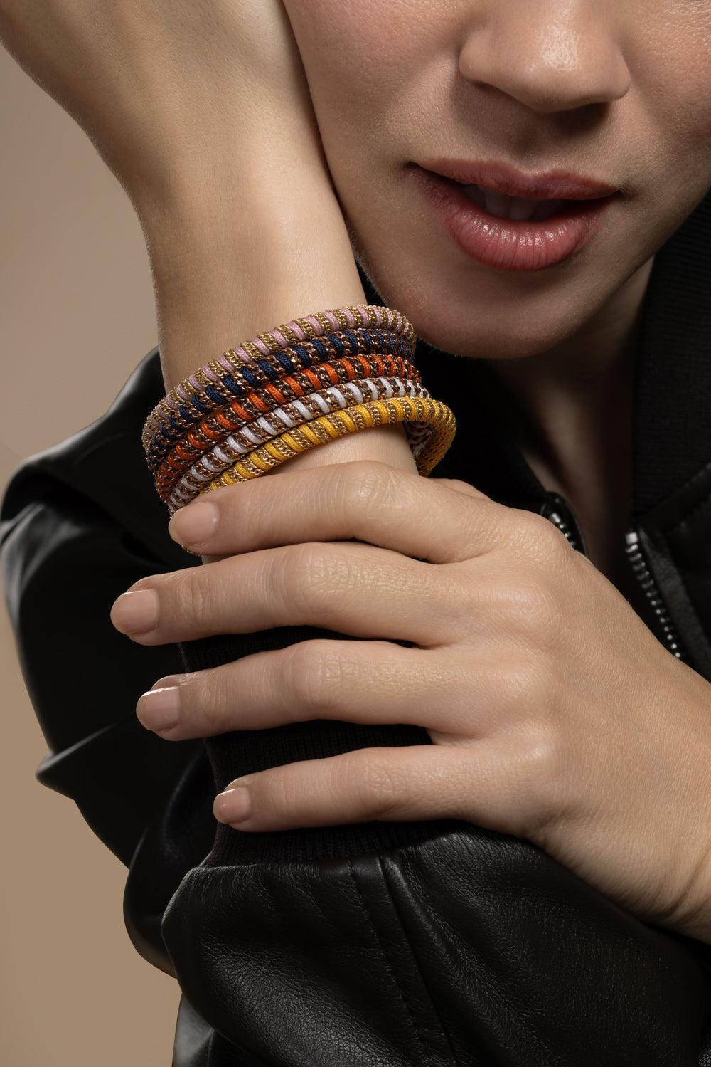 White Gio Stretch Bracelet - Rose Gold-ROSE GOLD-JEWELRYFINE JEWELBRACELET O-ROBERTO DEMEGLIO