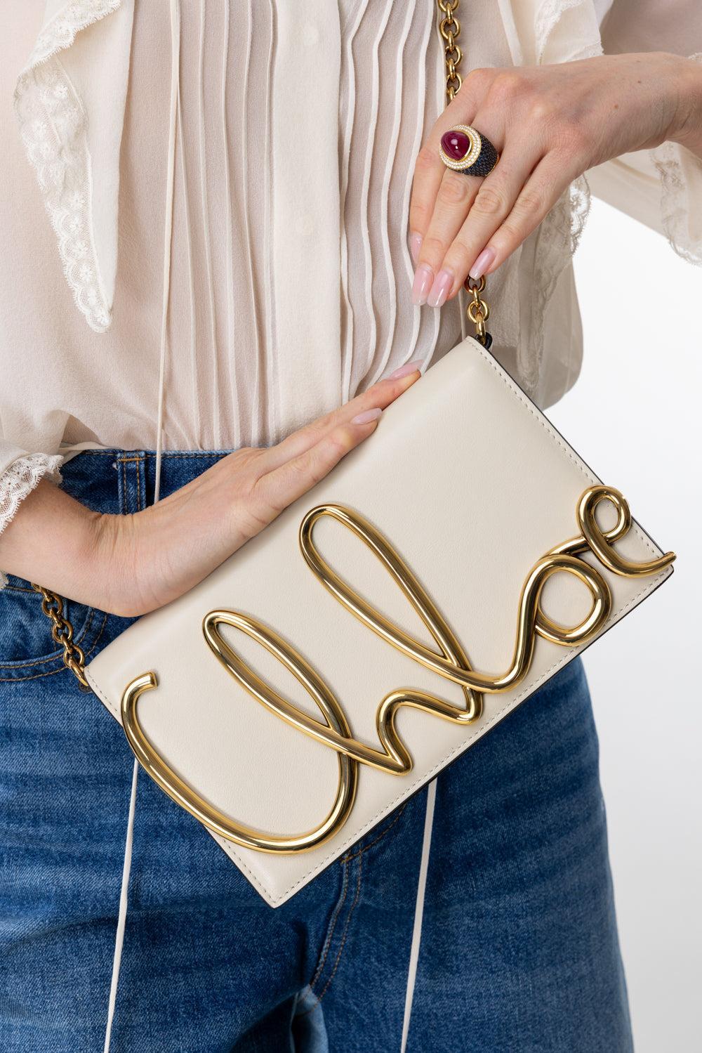 美品◆Chloe◆クラッチバッグ◆ゴールド クロエ CHLOE クラッチバッグ カーキ 茶 スエード レザー レディース